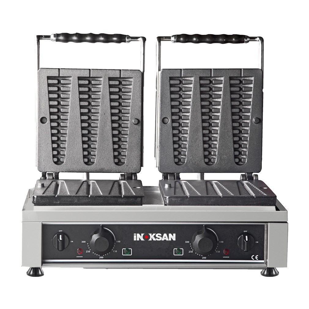 İnoksan-Waffle Makinesi Çam Model Çiftli-Sabit Pleyt