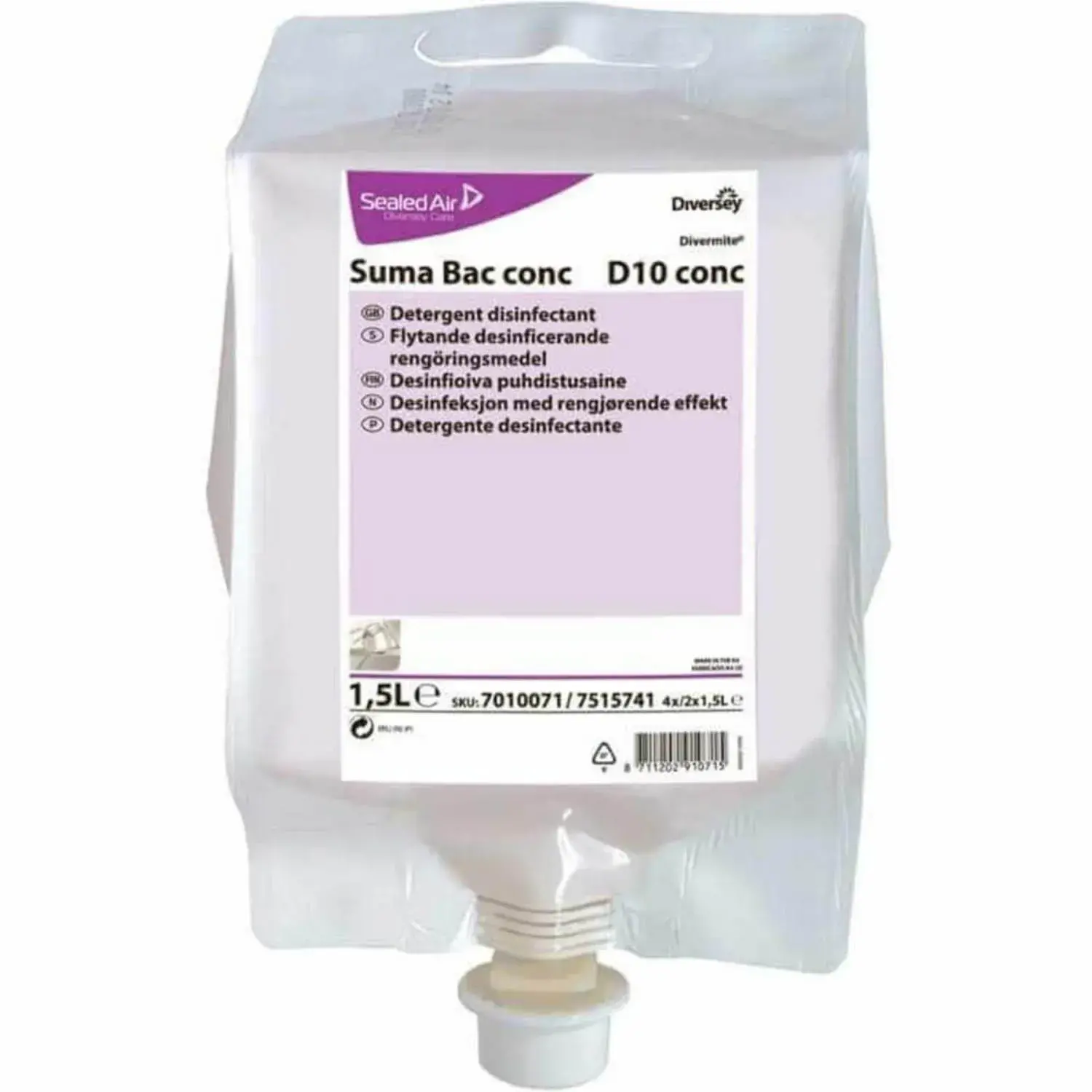 Diversey Suma Bac Conc D10 Konsantre Dezenfektanlı Yüzey Temizleyici QAC 1.5 Lt