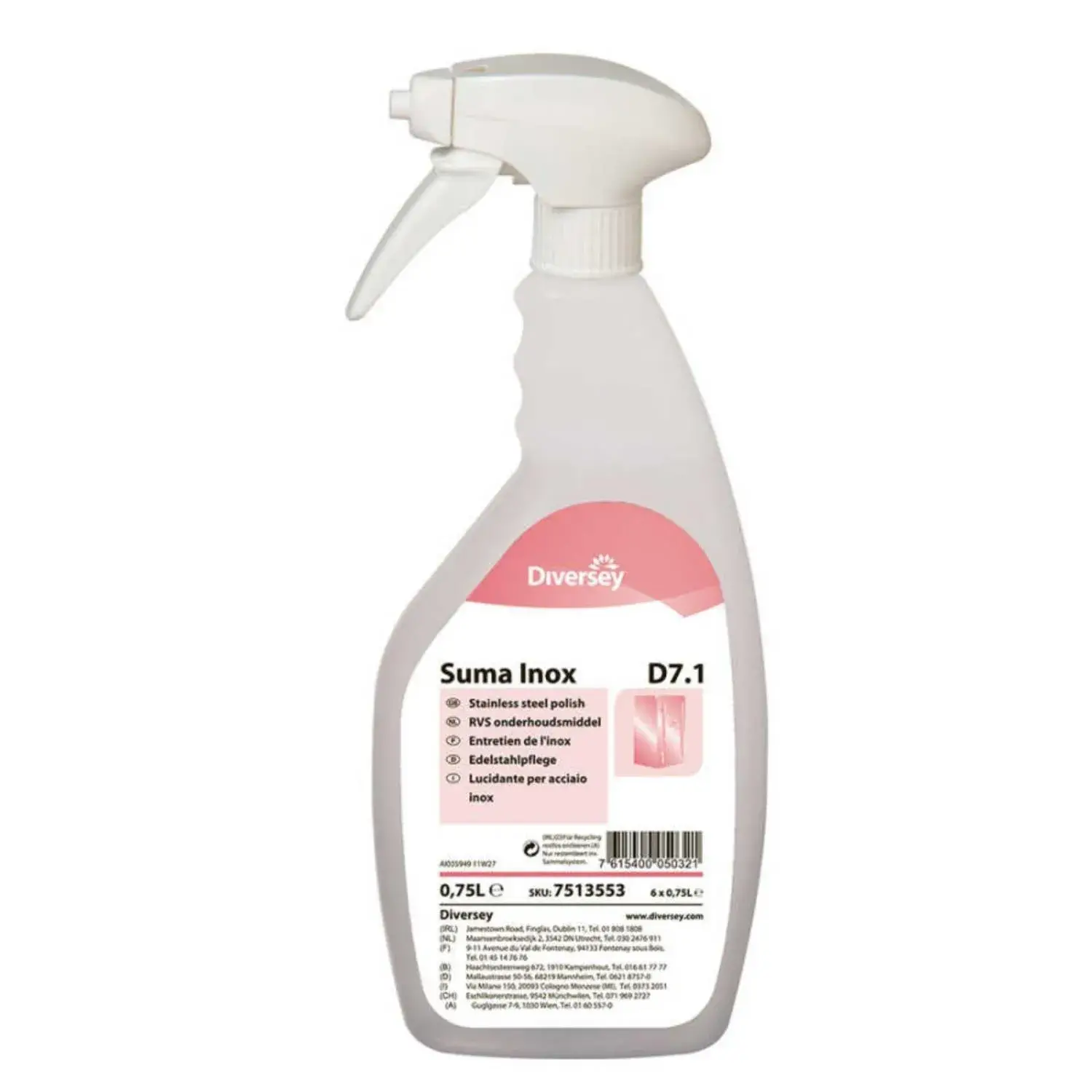 Diversey Suma Inox D7.1 Paslanmaz Çelik Temizleyici ve Parlatıcı 750 Ml